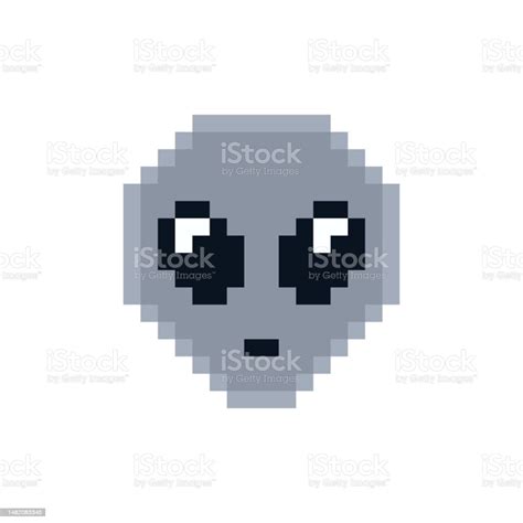 Pixel Art Green And Gray Cartoon Alien Character 8 Bit Pixel Alien Vector Illustration Ufo ...