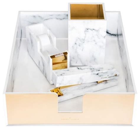 Rachel George - Acrylic Marble 4-Piece Desk Set & Reviews | Houzz