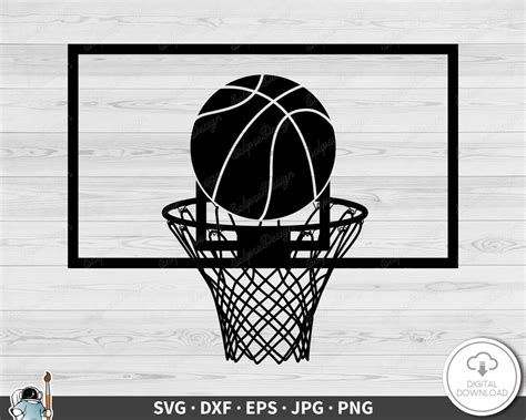 Basketball Hoop SVG Clip Art Cut File Silhouette Dxf Eps Png Jpg Instant Digital Download - Etsy