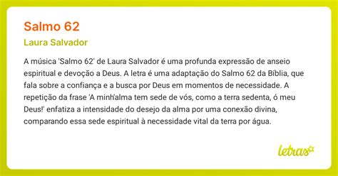 Significado da música SALMO 62 (Laura Salvador) - LETRAS.MUS.BR