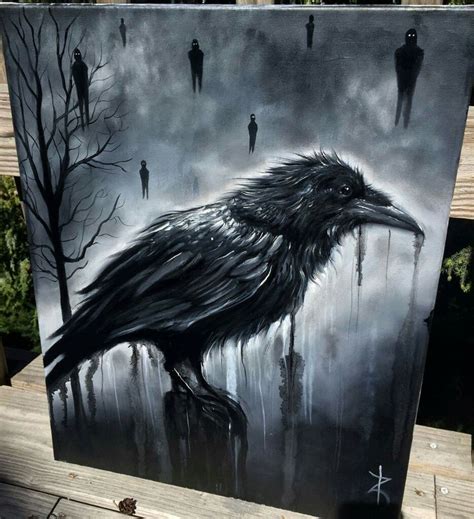 By zachdunn89 | Creepy paintings, Chalk art festival, Crow painting