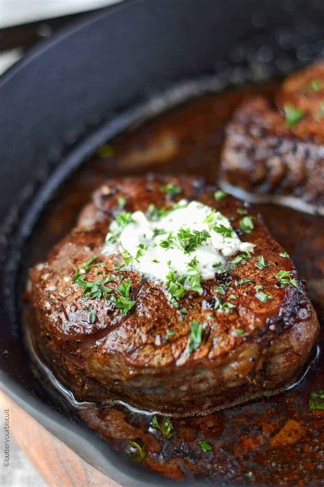 Filet Mignon with Garlic Herb Butter - Butter Your Biscuit