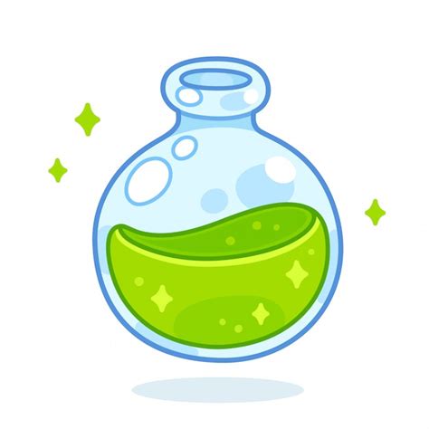 Premium Vector | Cartoon green potion bottle