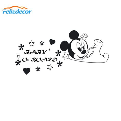 21*10cm Baby Boy On Board Sign Mickey Mouse Car Decals Vinyl Cut Cute ...