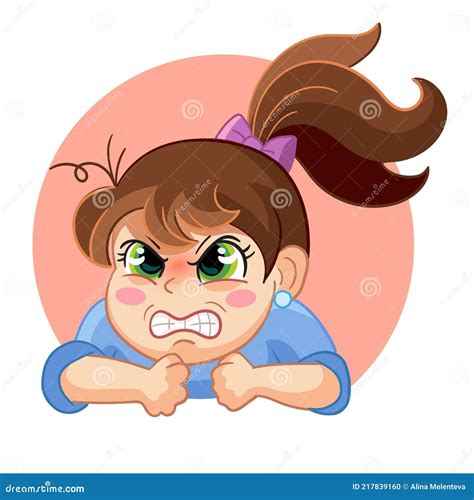 Cartoon Angry Girl Face Emotion Vector Illustration Stock Vector - Illustration of evil, design ...