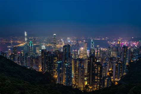 Aerial Night View of Hong Kong from Victoria Peak Editorial Stock Image ...