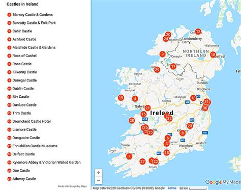 Famous Castles In Ireland Map