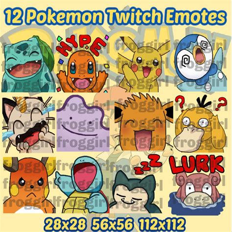 Cute POKEMON Twitch/discord Emote Pack 12 Emotes - Etsy UK