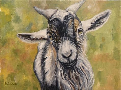 Daily Painting Projects: Billy Goat Oil Painting Art Pet Portraits Farm Animals