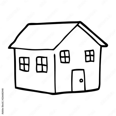 line drawing cartoon house Stock Vector | Adobe Stock