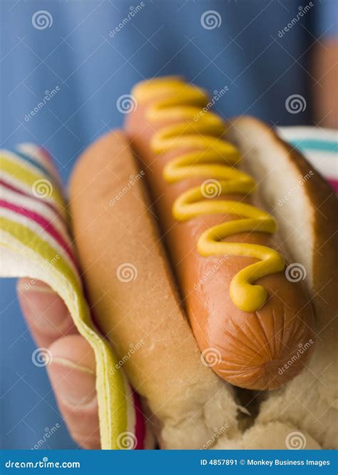 Hot Dog with Mustard stock image. Image of adult, colour - 4857891