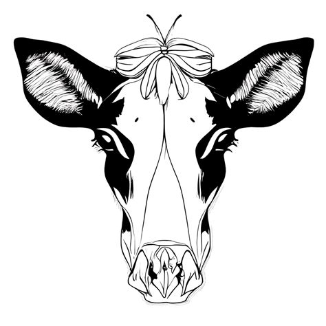 Boho Cow Skull Line Art Graphic · Creative Fabrica