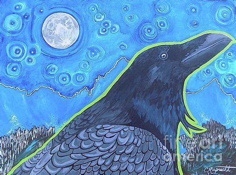 "Raven Moon" painting. Prints available! The latest in my moon series.... #raven #birds #moon ...