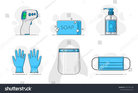 Vector Set Ppe Covid 19 Protection Stock Vector (Royalty Free) 1957757128 | Shutterstock