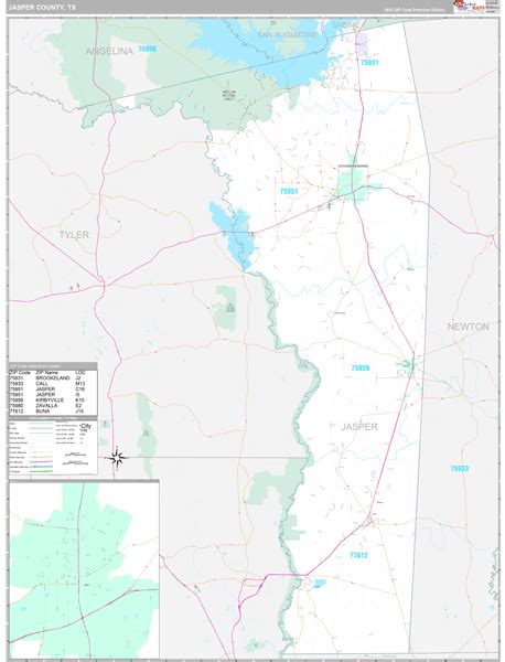 Jasper County, TX Wall Map Premium Style by MarketMAPS - MapSales