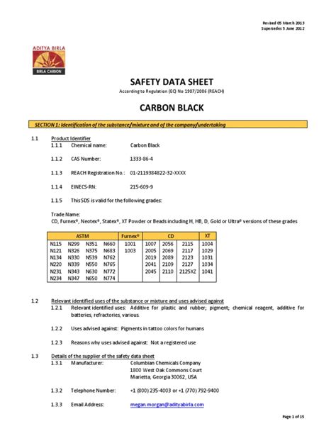 Carbon Black - Properties PDF | PDF | Dangerous Goods | Combustion