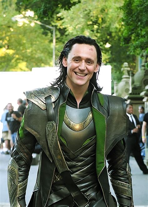 Tom Hiddleston, in costume as Loki, filming "Marvel's 'The Avengers'" in Central Park, New York ...