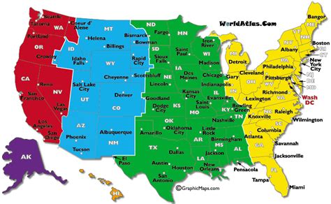 Us Map With Time Zones And Cities – Map Vector