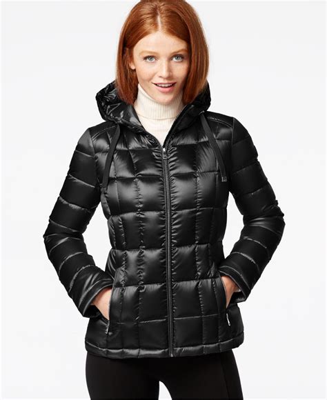 Calvin Klein Petite Packable Hooded Puffer Jacket in Black | Lyst