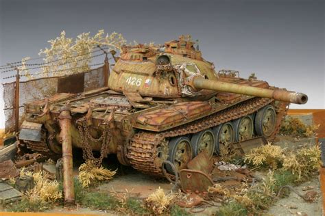 "Rust-nestling" 1/35 scale. By Imre Kovács. TAMIYA T-55A. #scale_model #tank #diorama http://www ...