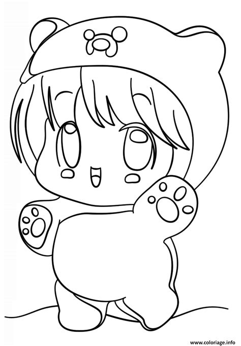 Coloriage kawaii chibi girl - JeColorie.com