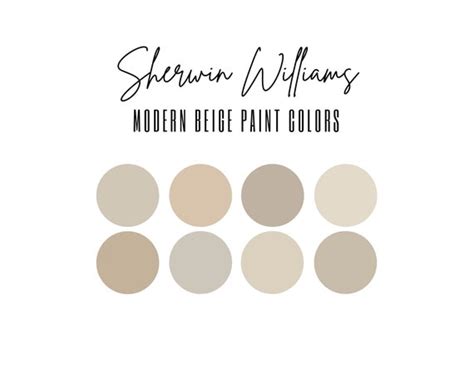 Modern Beige Tan Paint Color Palette Sherwin Williams | Etsy