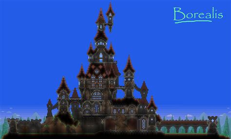 A friend made this castle! Took me 20m to edit the background. :D : Terraria