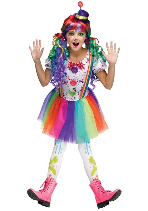 Girls Crazy Color Clown Costume