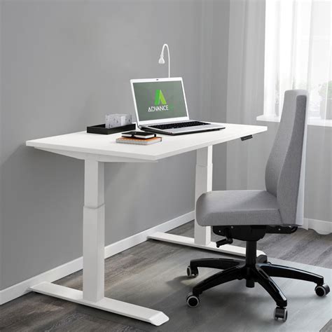 AdvanceUp Dual Motor Electric Stand Up Desk, White, Ergonomic Standing Height Adjustable Work ...