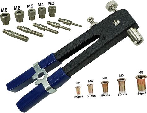 Muzata Heavy Duty Blind Rivet Nut Kit Set, Riveter Tool, Rivet Nut Gun, Thread Hand Riveter ...