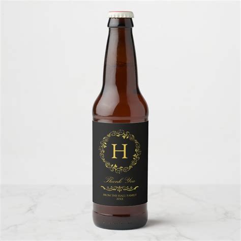 Vintage Gold Monogram Beer Bottle Label | Zazzle