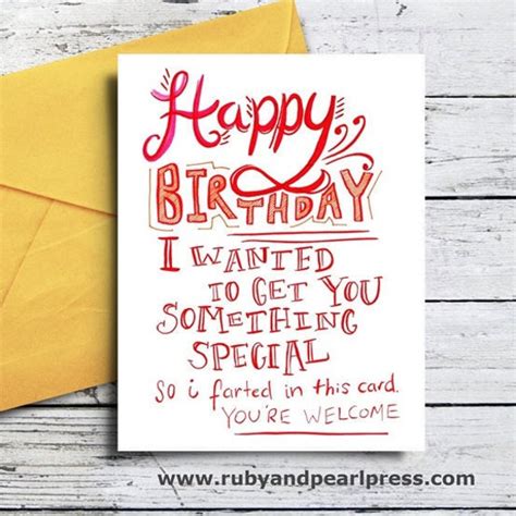 Happy Birthday Fart Card Funny Birthday Card by RubyAndPearlPress