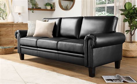 Oakley Black Leather 3 Seater Sofa | Furniture Choice