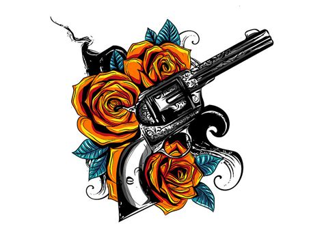 Drawings Of Roses With Guns