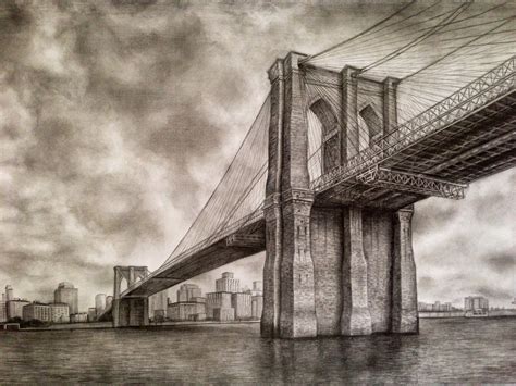 Brooklyn Bridge - pencil drawing - Dreams of an Architect