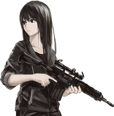 Butt-stallion Anime Guns Transparent - Anime Girl With Gun Clipart - Large Size Png Image - PikPng