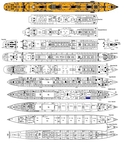 RMS Titanic - Page Three, her full Deck Plan Boat Building Plans, Boat Plans, Rms Titanic, Rms ...