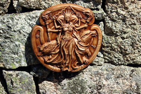 Hecate Statue Greek Mythology Art Wood Carving Panel | Etsy