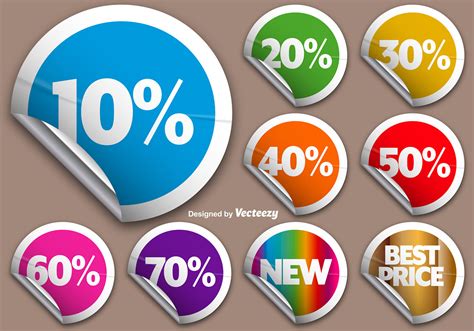 Vector Set Of Colorful Rounded Promotional Stickers - Download Free Vector Art, Stock Graphics ...