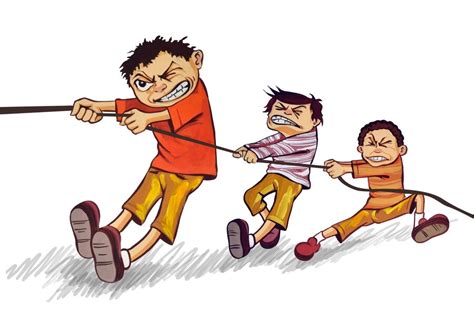 Rope pulling game Kids playing tug of war game kids expression | Premium AI-generated vector