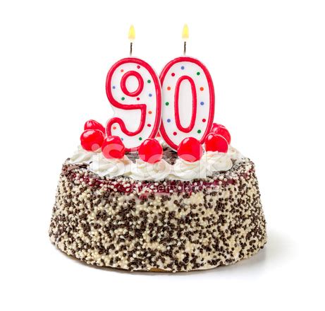 Birthday Cake With Burning Candle Number 90 Stock Photo | Royalty-Free ...