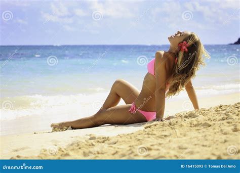 Girl In Pink Bikini At The Beach Stock Photos - Image: 16415093