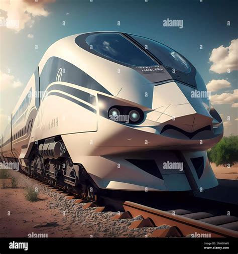 Beautiful abstract 3d modern train background. Futuristic train concept. The future of passenger ...