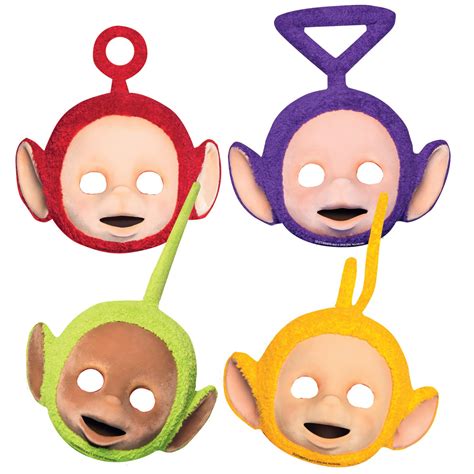 4 Teletubbies Card Face Masks Party Favours Costume Tinky Winky Dispy ...