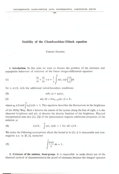 (PDF) Stability of the Chandrasekhar-Munch equation