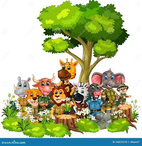 Conjunto De Dibujos Animados De Animales Vivos Frescos Stock de ilustración - Ilustración de ...