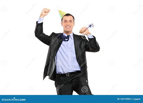 Party Person Celebrating Isolated on White Stock Photo - Image of ...