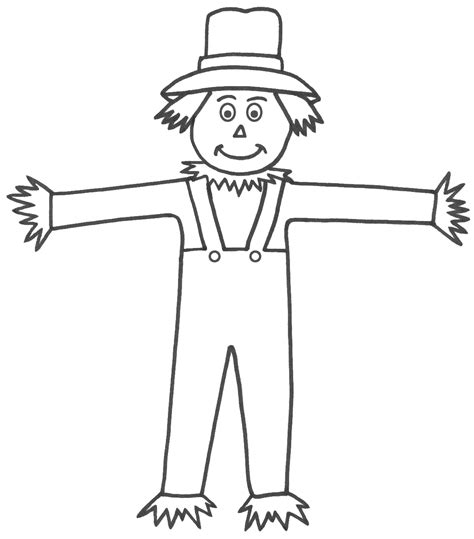 Fall Scarecrow Clip Art Black White Sketch Coloring Page