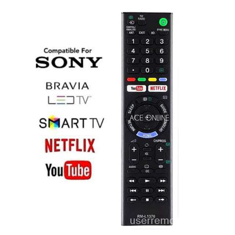 Sony Bravia LED LCD SMART TV Remote Control RM-1370 With Youtube/Netflix for RMT-TX300P RMT ...