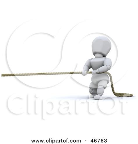 Royalty-Free (RF) Clipart Illustration of a 3d White Character Pulling A Rope In A Game Of Tug ...